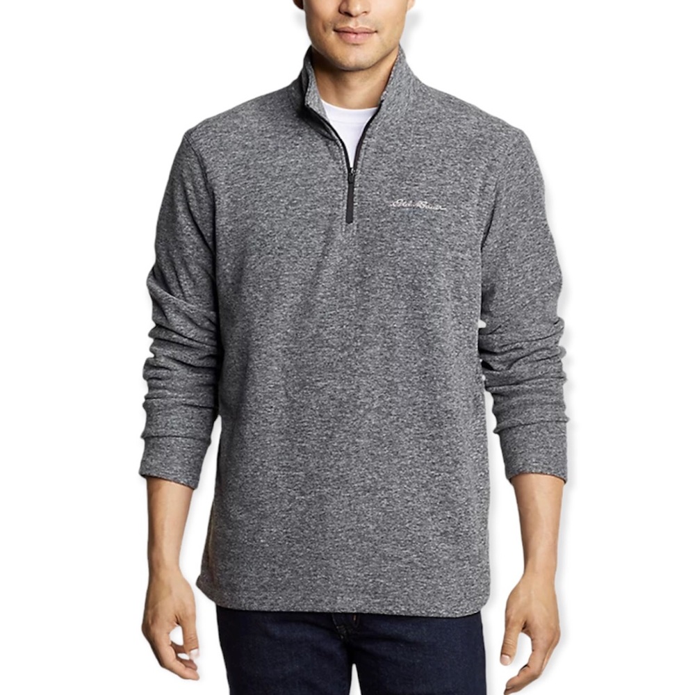 EDDIE BAUER Venture Sweatshirt Quarter Zip Fleece Heather Grey